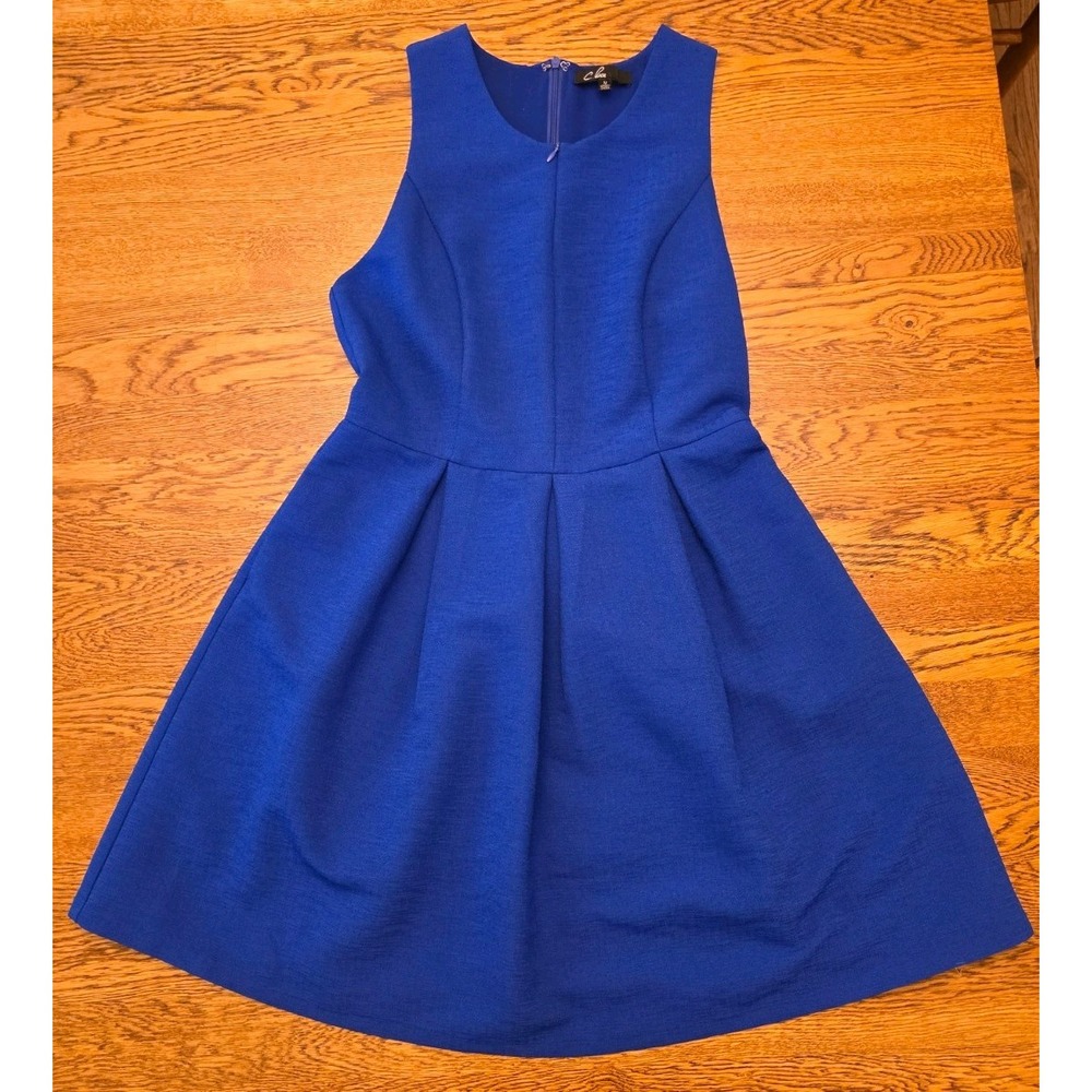 C. Luce Royal Blue M Rare Double Zip Fit and Flare Dress Pockets Lined‎ Unique